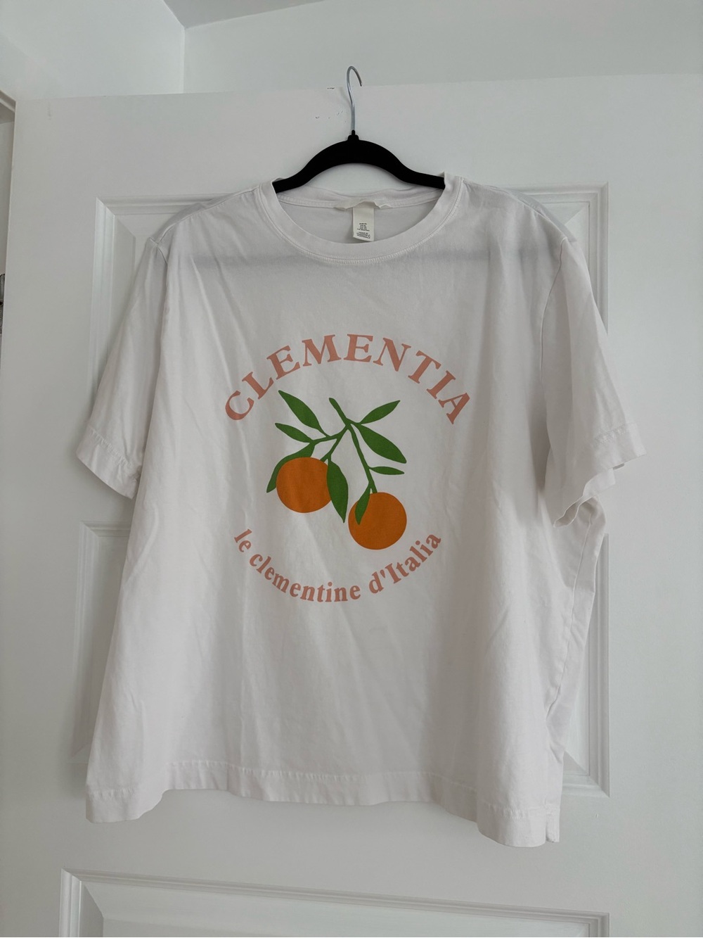 H&M White Short Sleeve Tee with Orange Fruit Graphic